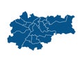 Outline blue map of Krakow